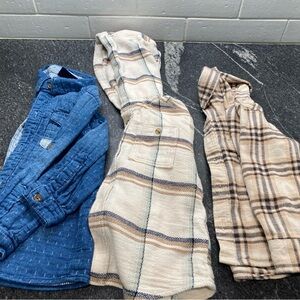 Kids Old Navy Plaid and Osh Kosh Denim Shirt Set